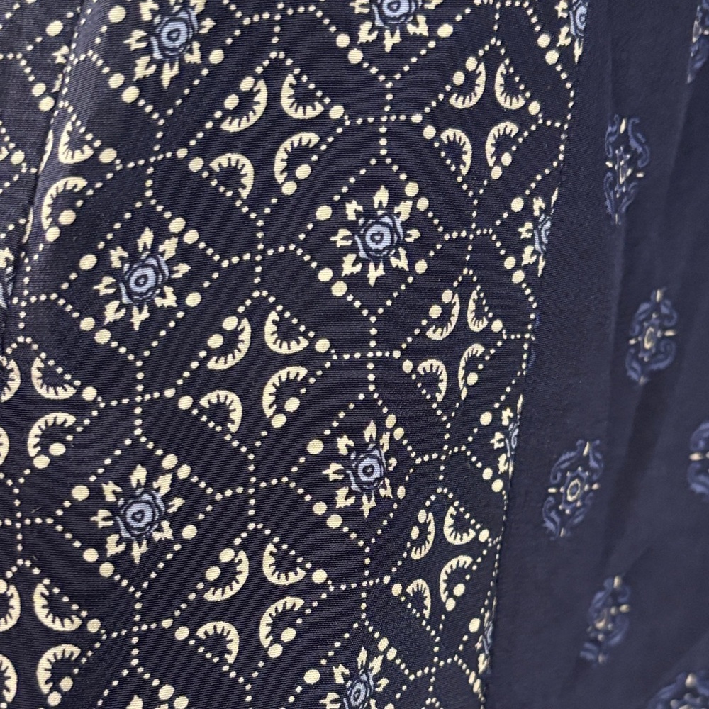 Joie Navy Blue Boho Peasant Blouse with Subtle Floral Motif - Picture 5 of 9